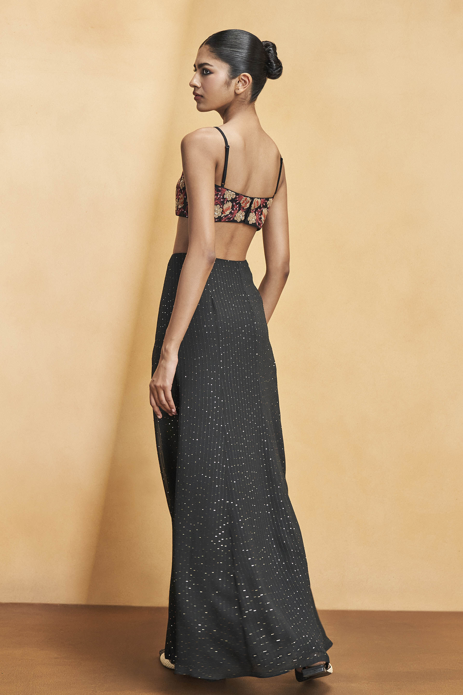 Ixora Embroidered Palazzo Set Black